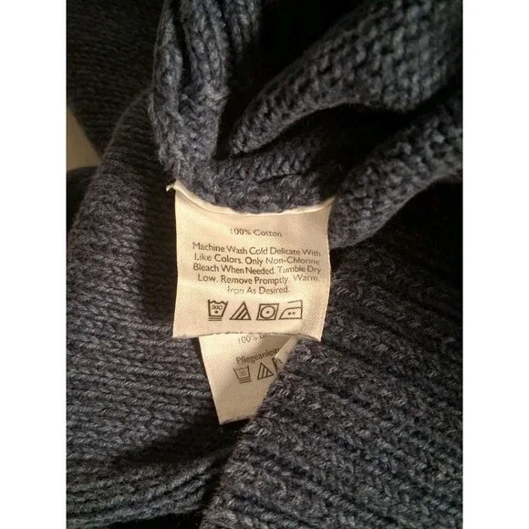 Eddie Bauer Sweater Mens XL Quarter Zip Mock Neck Cotton Knit Blue Distressed - Picture 5 of 7